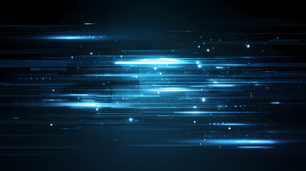 Blue Light Streaks Across the Screen - Abstract Technology Background