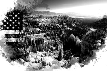 landscape view of Bryce Canyon National Park featuring rock formations and distant mountains under a clear sky