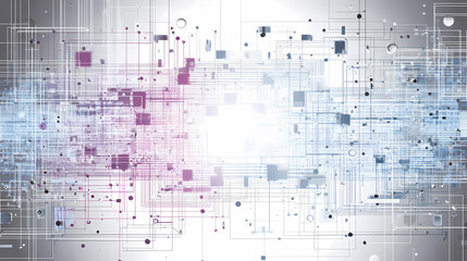Digital Abstract Data Stream with Glowing Particles and Geometric Shapes