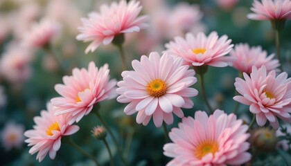 Obraz premium Freshly bloomed pastel flowers in soft focus. 
