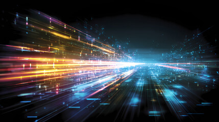 Futuristic Light Trails Abstract Data Flow and Digital Connectivity