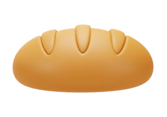 Isolated delicious golden brown bread loaf 3D render fresh baked food item simple minimalist design bakery product icon symbol
