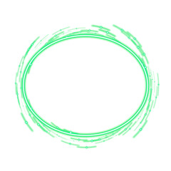 Green glowing abstract circle frame with sparkles on transparent background

