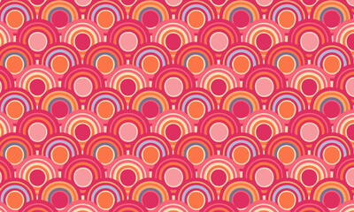 Vibrant Retro 70s Rainbow Scallop Seamless Pattern