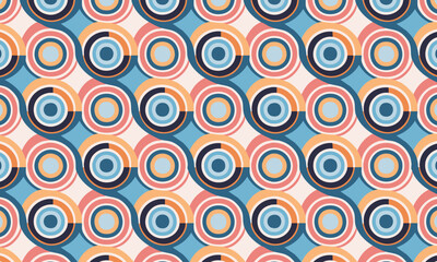 Fototapeta premium Abstract 70s Op Art Geometric Circles Seamless Pattern