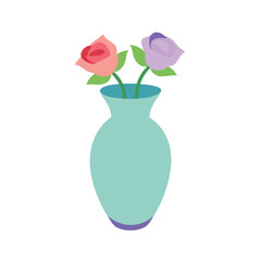 flat color vector of a ceramic vase with pastel