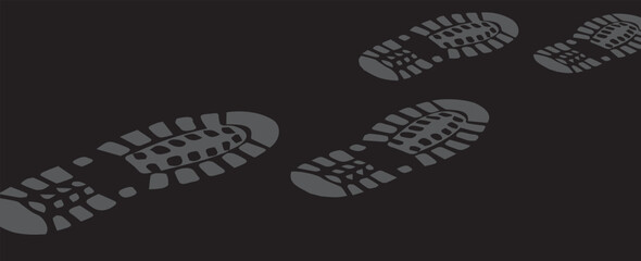 footprint shoe sole tracking path on transparent background, shoe footprint path. vector illustration