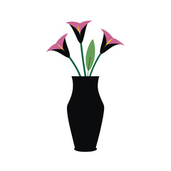 flat color illustration of a tall black vase
