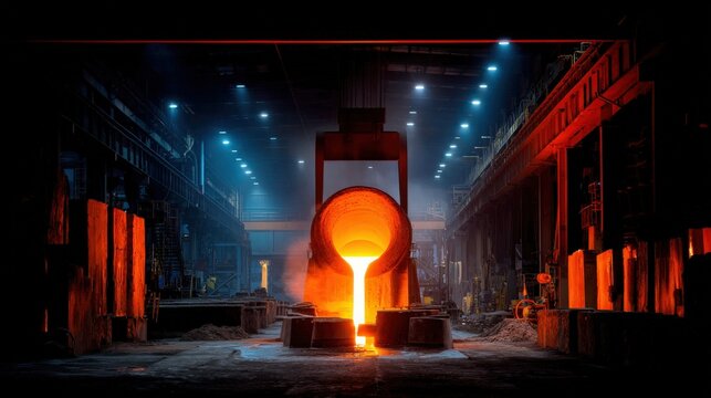 Molten Metal Pouring in Industrial Facility