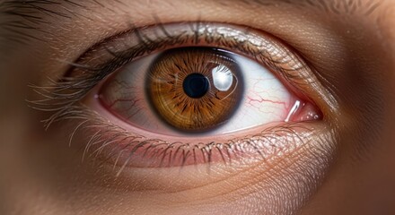 Intense macro shot capturing the intricate details of a captivating hazel human eye