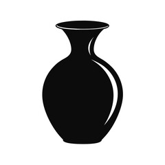 flat color glossy black ceramic vase
