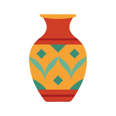 flat color decorative patterned ceramic vase