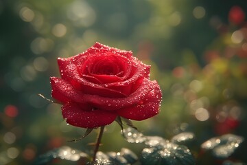 red roses blooming in the rose garden