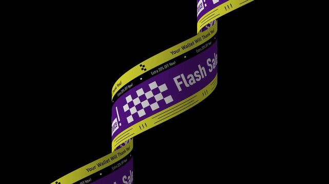 flash sale banner made in a circle with seamless loop. limited sales promotion. extra 20% off