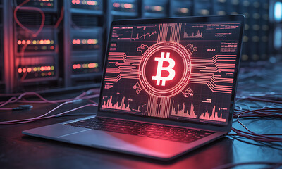 Bitcoin Cryptocurrency Displayed on a Laptop Screen