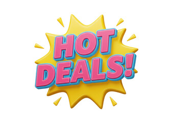 Hot deals isolated PNG on transparent background for marketing and advertising campaigns Special offer and sale promotion