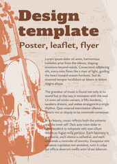 Musical background with cello, sheet music and brush textured strokes. Vector template for design of musical poster, leaflet, flayer.