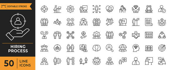 Hiring Process icon set. Vector illustration