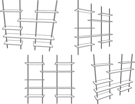 vector sketch illustration design wardrobe shelf shop display