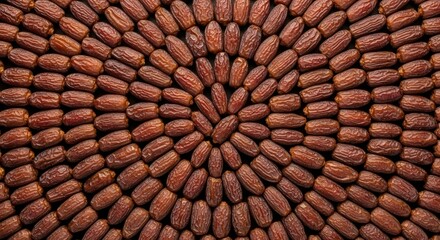 Symmetrical arrangement of dates creating a mesmerizing circular pattern full of details