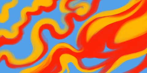 Psychedelic abstract pattern in yellow, red, and blue tones