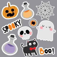 vector illustration of halloween icons set