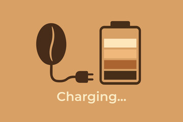 Need a boost? Coffee bean charges up a battery, conveying energy, focus, and revitalization for your morning routine and productivity habits