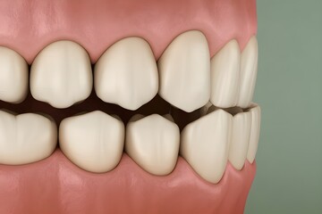 Close-up Side View of Human Overbite Dental Model for Orthodontic Education