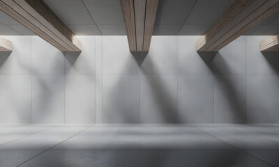 Obraz premium Architectural interior render with beams sunlight and empty space