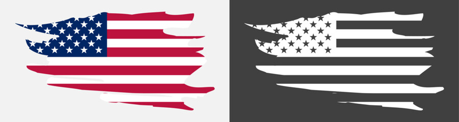 Obraz premium Distressed American Flag Grunge Vector Illustration – Patriotic 4th of July Design for vintage T-Shirts 