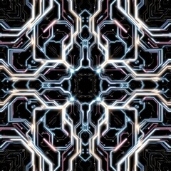 Cybernetic Glow: Seamless Neon Circuitry Tile