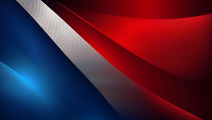 Abstract red, blue, and white fabric waves with flowing textures. Patriotic colors in dynamic motion, representing modern digital art, creativity, and powerful background for design and posters.