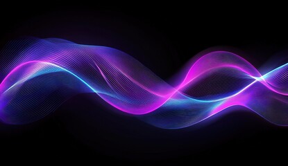 Fototapeta premium Blue glowing lines on a black background vector presentation design.