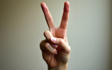 The hand shows two fingers. A sign of peace and kindness. High quality