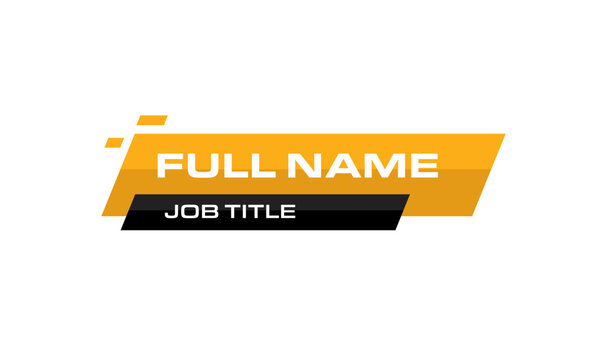 Minimalist name and job title lower third with yellow and black.