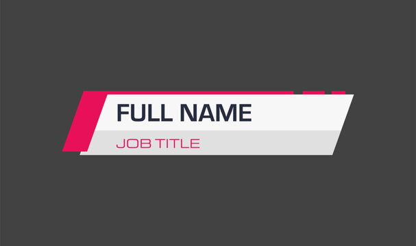 Lower third corporate name and job title simple and minimalist style.