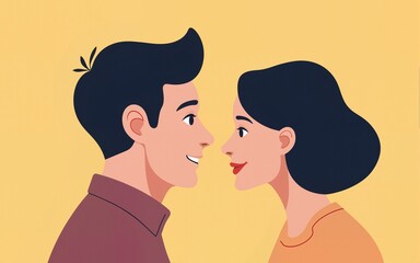 Man and woman in profile. Couple. Relationships in the family. Psychology. Vector flat illustration. High quality