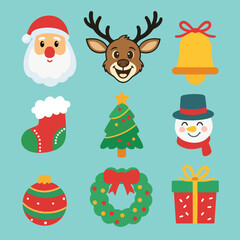 Christmas Holiday Icons Set – Winter Elements and Festive Symbols in Flat Silhouette Style
