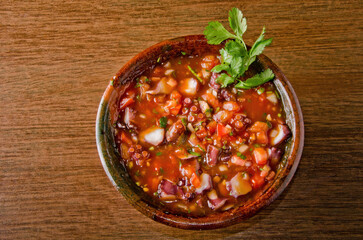 Savory Mexican Octopus Cocktail Stew with Tomato and Cilantro