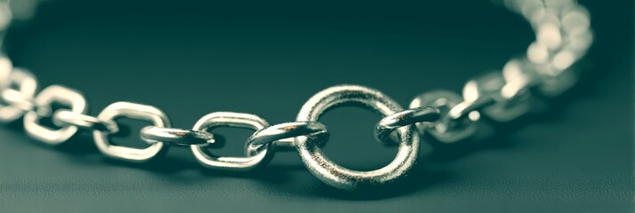 Close-up view of a chain link bracelet showcasing its intricate design and polished finish