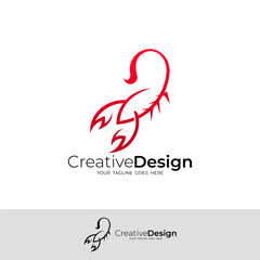 logo of a red scorpion crawling, a dangerous and deadly animal