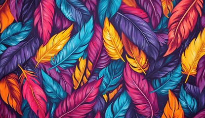 Colorful feather background, colorful feather texture, colorful feather pattern, colorful feather wallpaper, colorful feather design