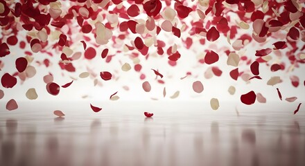 Romantic Rose Petals Falling A Delicate Dance of Color and Light.
