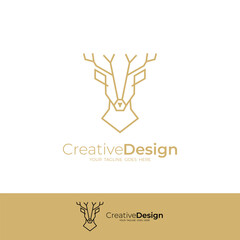 deer head logo with luxurious look, wild animal logos