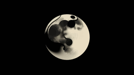 Obraz premium Abstract ink painting of a circular shape with dark, flowing elements against black background.