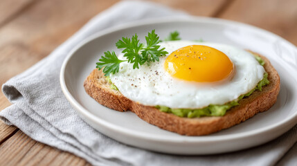 Welcome weekend brunch invitation with avocado toast and egg featuring copy space for personalized message