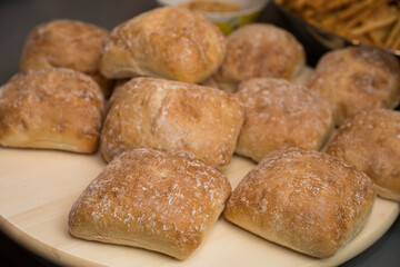 ciabatta bread rolls, a type of Italian white bread.
The name 