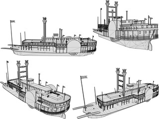 vector sketch illustration silhouette design of cruise ferry ship for world travel 