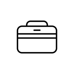Minimalist line art icon of a business briefcase. Vector graphic symbol representing a work portfolio, professional case, or office bag isolated on a white background