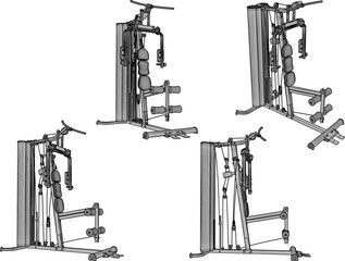 vector sketch illustration silhouette design of fitness machine sport fitness in gym center  